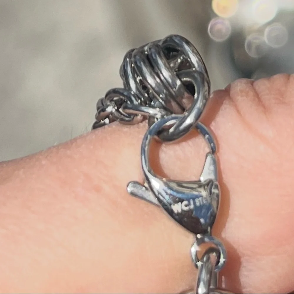 Chunky Silver Chain Bracelet marked WCJ steel